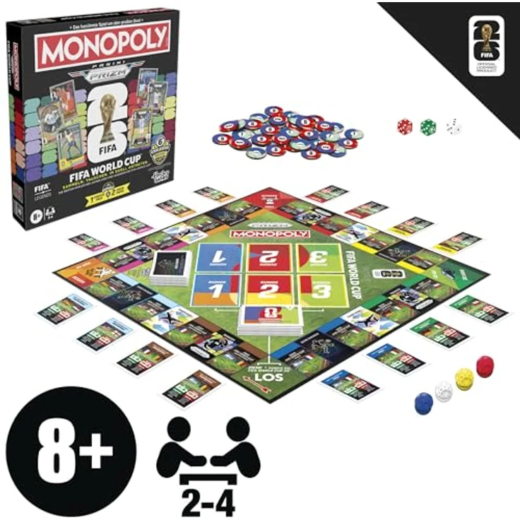 Monopoly Panini Prizm: FIFA World Cup 2026 Brettspiel mit Sammelkarten, für 2-6 Spieler, ab 8 Jahren - Deutsche Version – Bild 5