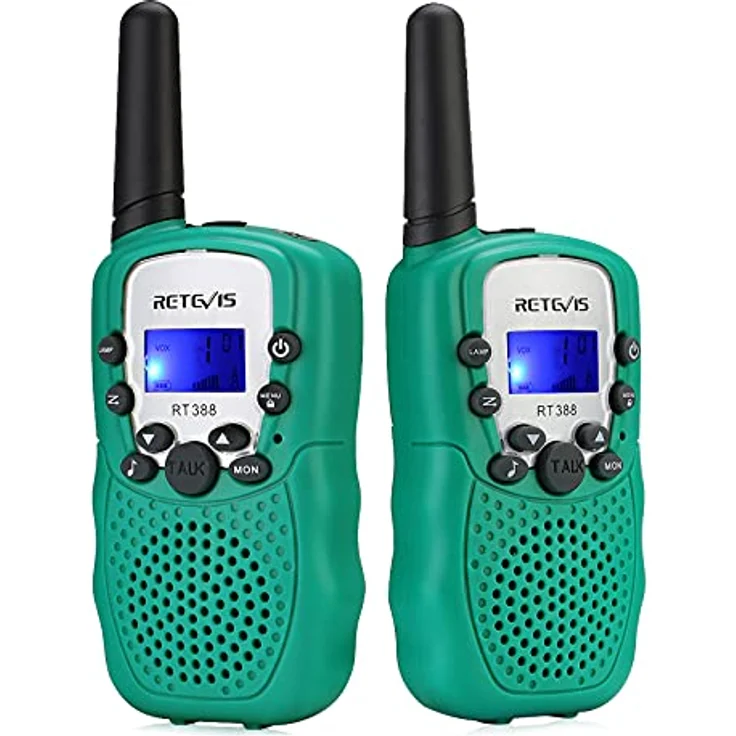 Retevis RT388 Walkie Talkies für Kinder, größere Reichweite 8 Kanäle Taschenlampe VOX, Spielzeug Geschenk ab 3-12 Funkgerät, für Camping Wandern, Garten (2er Pack, Grün) – Bild 2