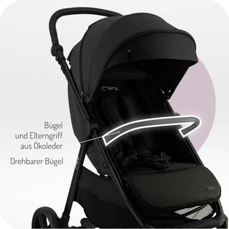 MoMi Kinderbuggy CLARA, 5-Punkt-Sicherheitsgurt, Fußsack, Getränkehalter, Einkaufskorb, Wickeltasche, Insekten- und Regenschutz, ab 6 Monaten bis 22 kg, klappbar, bis 10 kg Gewicht – Bild 5