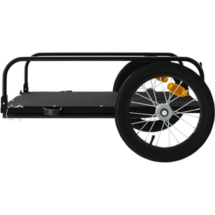 vidaXL Fahrradlastenanhänger Schwarz 126x63x34 cm Eisen mit 45 kg Tragkraft und Sicherheitsflagge – Bild 8