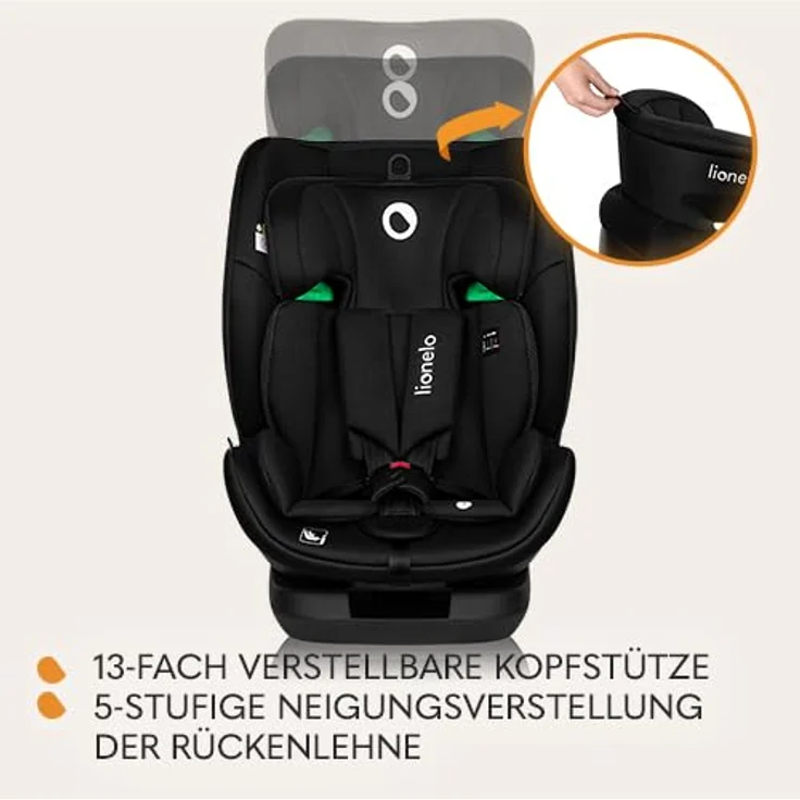 lionelo Autokindersitz Lavender i-Size, ab: ab 1 Jahr, bis: bis 12 Jahren, ab: 9,00 kg, bis: 36,00 kg, (Set), i-Size/9-36kg/ISOFIX/Breiter Einstellbereich – Bild 6