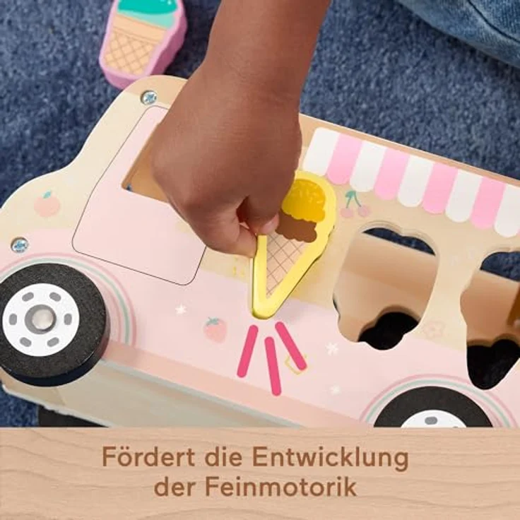 Fisher-Price® Eiscreme-Formensortierer, Steckspielzeug aus Holz mit abnehmbarem Deckel zur Förderung der Fein- und Grobmotorik – Bild 4