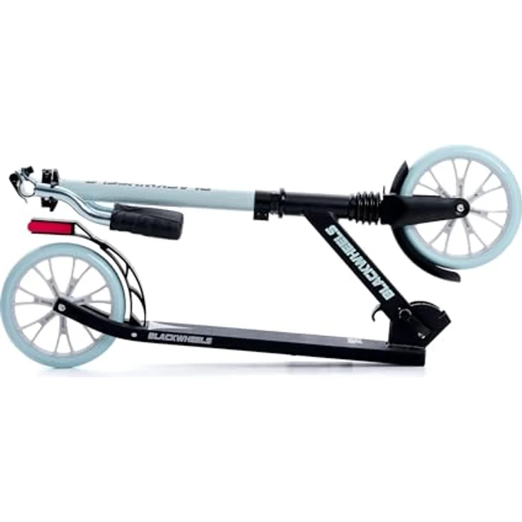 BLACKWHEELS Scooter Zoom, Schwarz und mint, leichter Aluminiumrahmen, schnelles Klappsystem, ergonomische TPU-Griffe, grosse 200 mm Räder, integrierter Stossdämpfer – Bild 9
