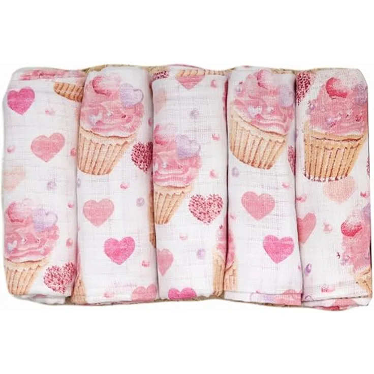FENSILO Baby Mulltücher, 5er Pack 70x80 cm, 100% Baumwolle, vielseitig einsetzbar für Jungen und Mädchen, schadstoffgeprüft