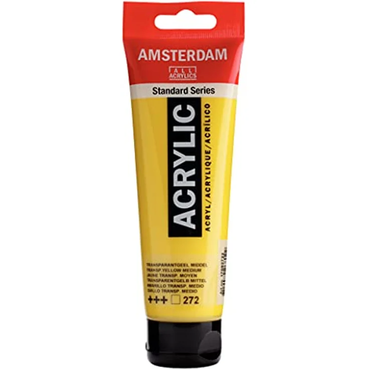 Amsterdam Standard Series Acrylfarbe Tube 120 ml, Transparentgelb Mittel 272, sehr hohe Lichtechtheit, alkalibeständig, einfache Anwendung – Bild 1