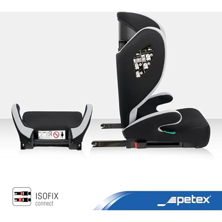 Petex Basic Plus 1601, Kindersitz nach ECE R129/i-Size Norm, grau HDPE, einfache Befestigung mit Fahrzeuggurt – Bild 3