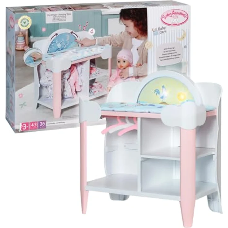 Baby Annabell, Puppen Wickeltisch, Baby Annabell Day&Night Wickeltisch mit drehbaren Rad in Tag- und Nachtmodus, Licht- und Soundfunktionen, Wickelauflage und 3 Kleiderbügeln, 709672, Zapf Creation – Bild 1