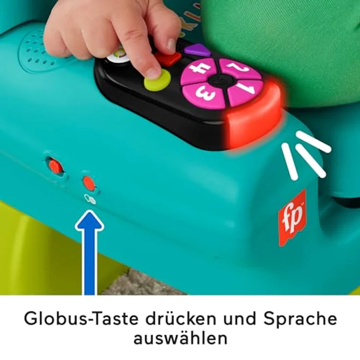 Fisher-Price Lernspaß Musikstuhl E3, interaktiver Lernstuhl für Babys mit 120+ Liedern und dreisprachiger Sprachwahl (Deutsch, Französisch, Englisch) – Bild 3