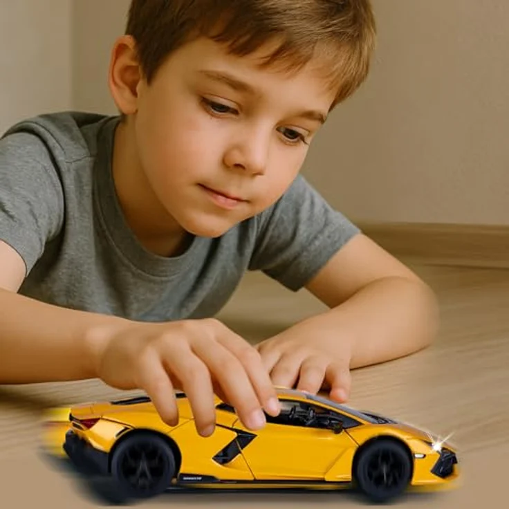 Jamara Lamborghini Revuelto Diecast 1:24, ferngesteuertes Auto in gelb, inkl. Knopfzellen für Kinder ab 36 Monaten – Bild 2