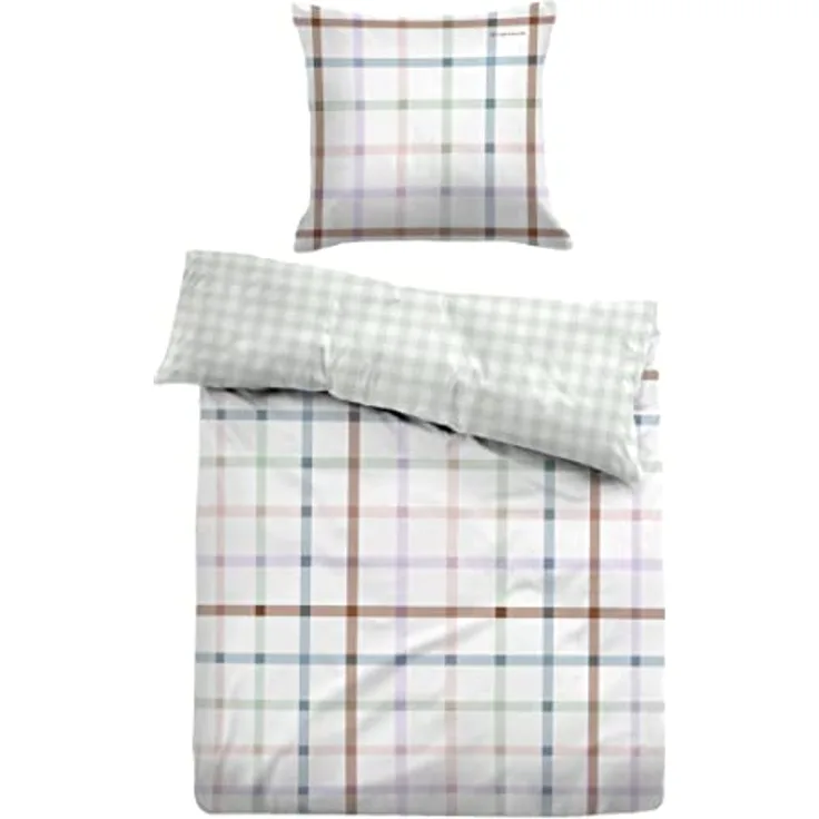 TOM TAILOR 0047697 Bettwäsche Garnitur mit Kopfkissenbezug Linon - Escape 1x 200x200 cm + 2X 80x80 cm, Wintergreen