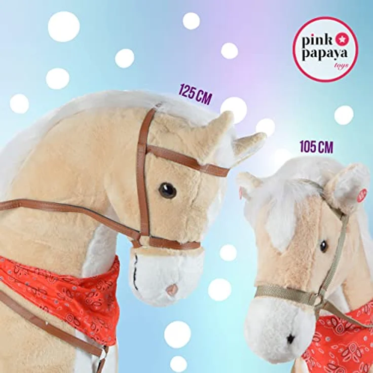 Pink Papaya Plüschpferd XXL 105cm - Sternchen, das riesige Pferd zum Reiten, EIN tolles Stehpferd XXL, bis 100kg, Spielpferd Pferd zum Draufsitzen inkl. Kleiner Bürste - EIN Kindertraum für Mädchen! – Bild 5