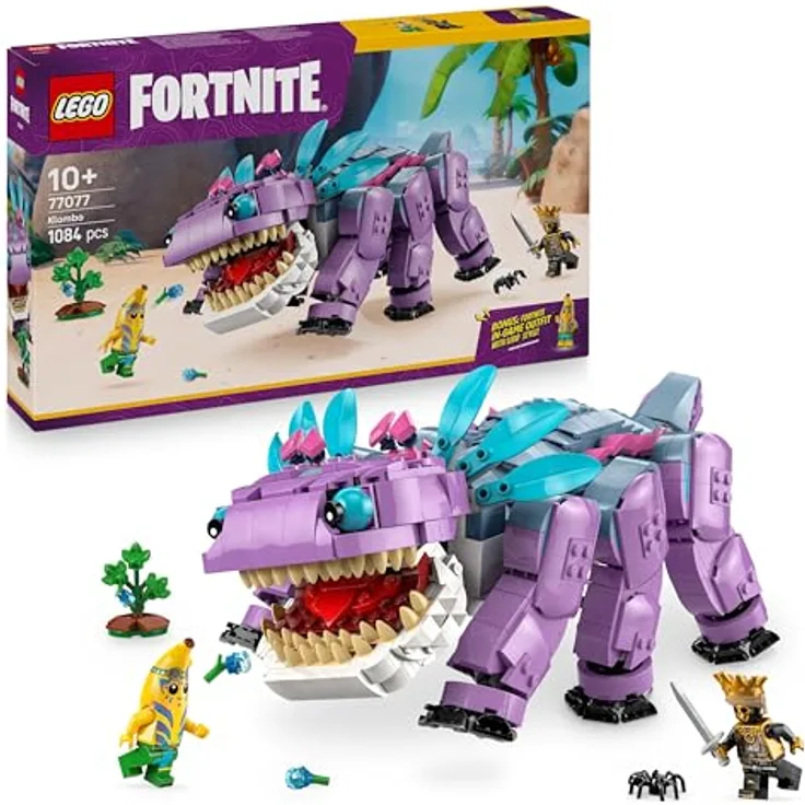 LEGO Fortnite Klombo Toy 77077, Dino Figur mit ORO und Island Peely Minifiguren, ab 10 Jahren, für Gamer und Spielzeugmonster-Fans