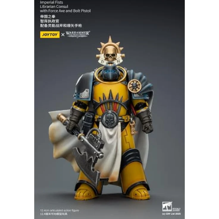 JOYTOY Warhammer Imperial Fists Actionfigur Librarian Consul mit Force Axe und Bolt Pistol, 12 cm, beweglich – Bild 5