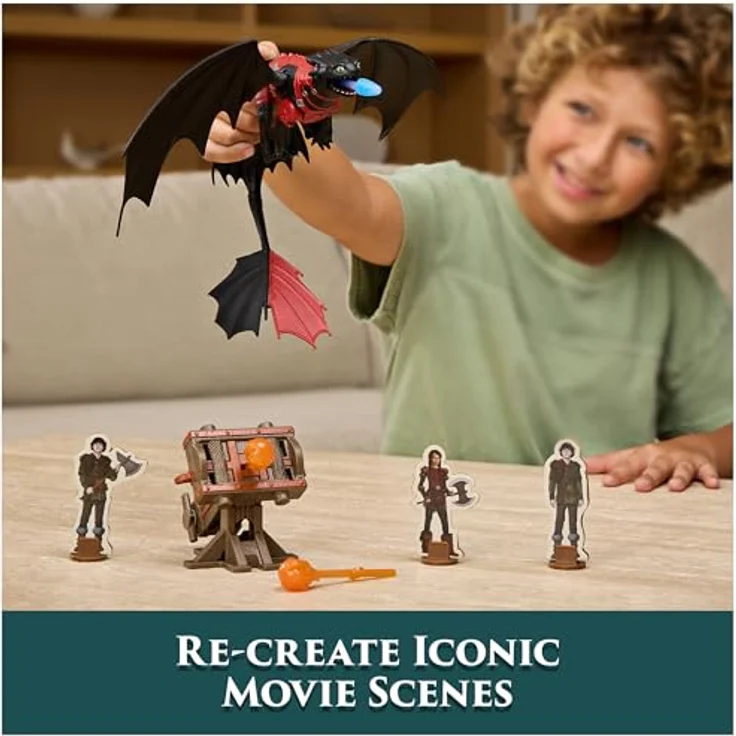 DreamWorks Dragons, Drachenzähmen leicht gemacht - Trial of Flame, Drachenkampf Spielset mit Ohnezahn, beweglicher Drachenfigur, Wikingerfiguren und Kanone für Kinder ab 4 Jahren – Bild 5
