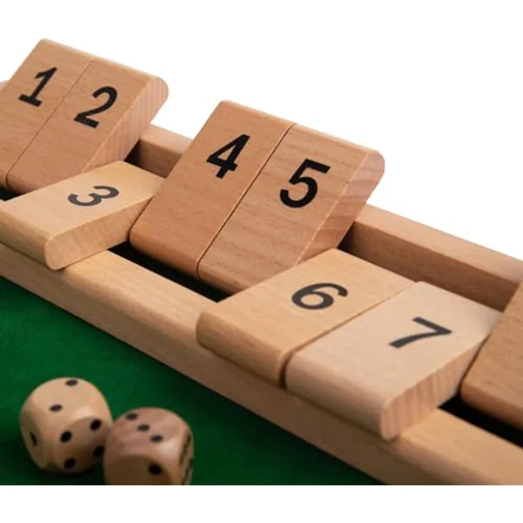 Bigjigs Toys Shut-The-Box-Würfelspiel, Brettspiel aus hochwertigen Materialien, 3 Teile, 270mm x 195mm, für Kinder ab 3 Jahren – Bild 3