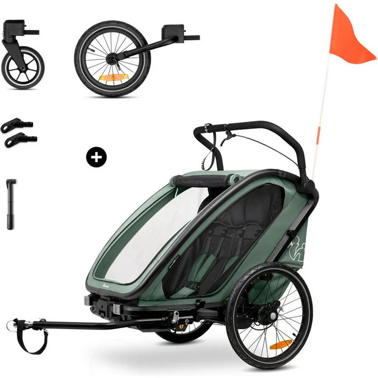 Hauck Fahrradkinderanhänger Bike N Walk Duo, für 2 Kinder, inkl. Deichsel – Bild 1