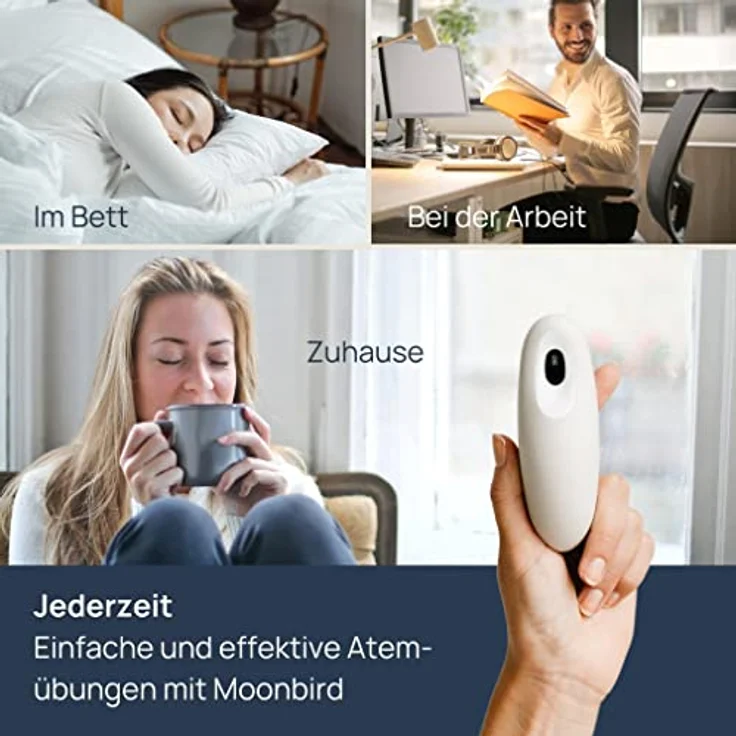 moonbird Moonbird Atem- und Meditationsgerät, Einschlafhilfe für Erwachsene mit Sofortiger Stressreduzierung und Angstlinderung - Sanftes Weiß – Bild 3