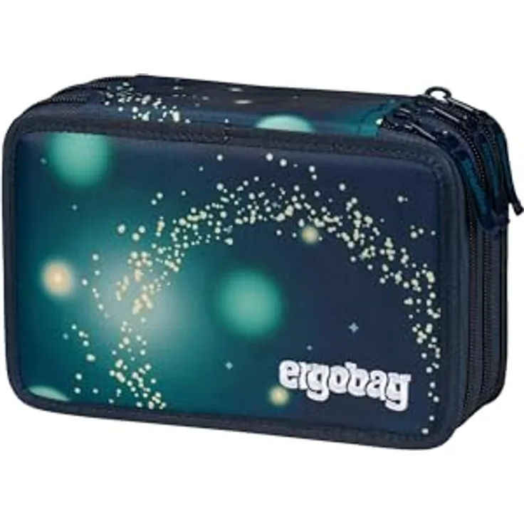 ergobag Maxi Mäppchen Set 40-Teilig, Lyra Bunt- und Filzstifte, Kleingeld Fach, Lineal, Schere RaumfahrBär - Dunkelblau