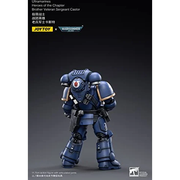 JOYTOY 1/18 Warhammer 40K Ultramarines Heroes of The Chapter, Actionfigur Bruder Veteran Sergeant Castor, detailreiche Sammelfigur mit militärischen Waffen und Zubehör, ca. 12 cm hoch aus ABS+PVC – Bild 3