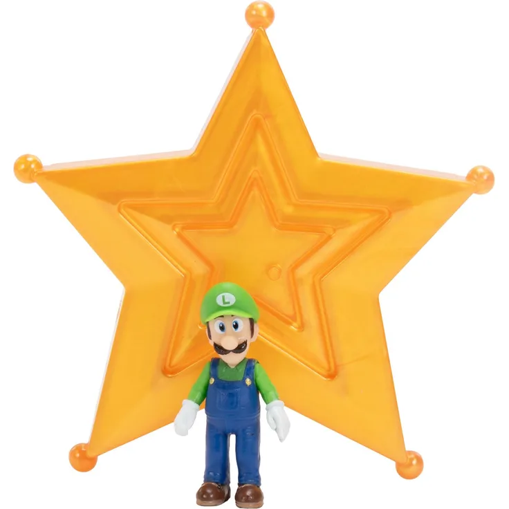 Jakks Pacific Super Mario - Mini Figur Luigi mit Sternenwerfer, ca. 4 cm groß, Sammelfigur