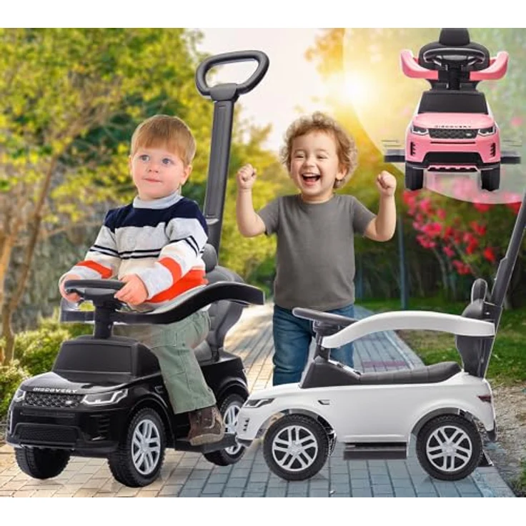 Schwarz Kitchen Rutscher Land Rover Discovery, 3in1 Rutschfahrzeug mit Spielzeugmotor und Anhänger, schwarz – Bild 7