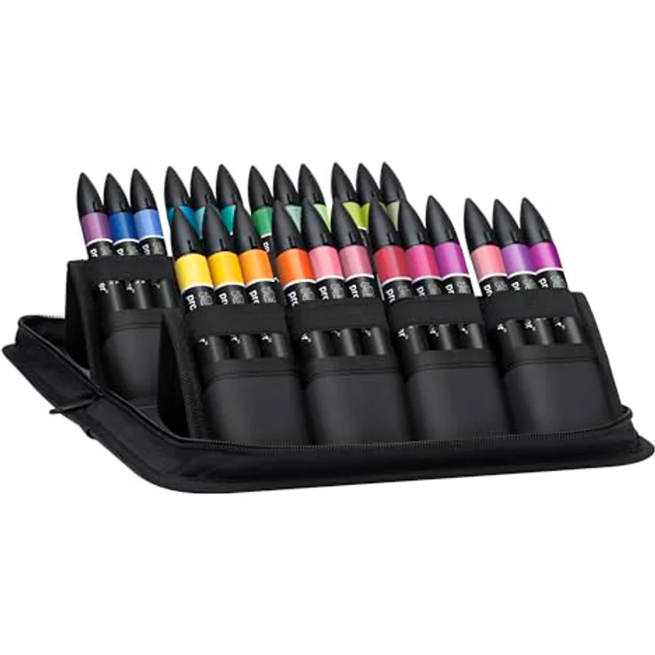 Winsor & Newton ProMarker 0290030, 24er Set Layoutmarker mit 2 Spitzen (fein & breit), brillante Farben im praktischen Wallet – Bild 5