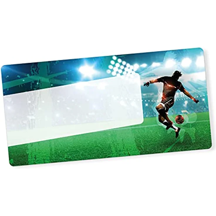 itenga Buchetiketten Heftetiketten 40 Stück, selbstklebende Namensschild-Aufkleber, 9x4,5 cm, Fussball-Design – Bild 1