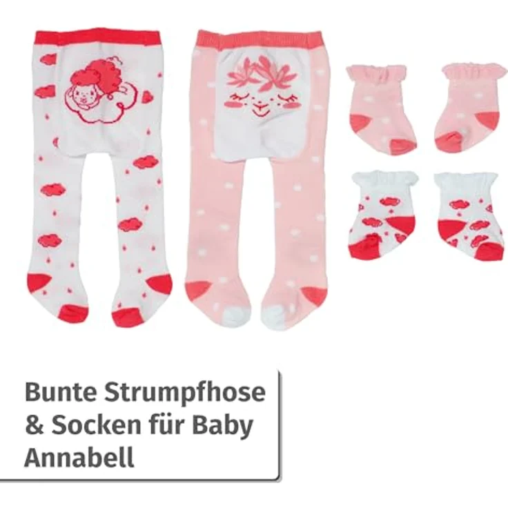 Baby Annabell Strumpfhosen und Socken, 2er Pack Puppenstrumpfhosen in verschiedenen Farbkombinationen, Zapf Creation – Bild 2