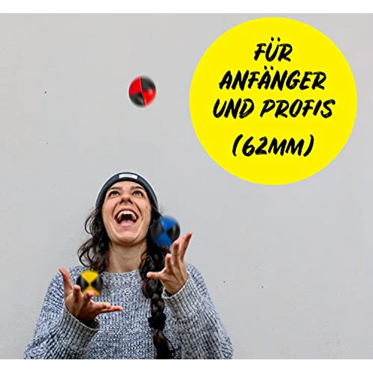 Diabolo Freizeitsport Jonglierbälle 3er Set, 62mm mit nachhaltiger Vogelhirse, wasserabweisendes Kunstleder, ideal für Kinder & Anfänger – Bild 3
