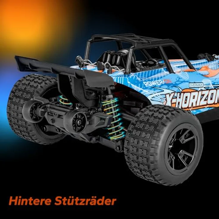 Overmax X-Horizon RC Auto 1:18, 4WD Offroad-Geländewagen bis 30 km/h, 2 Akkus für 40 Min Fahrzeit, 2 Karosserien, ab 8 Jahren – Bild 5