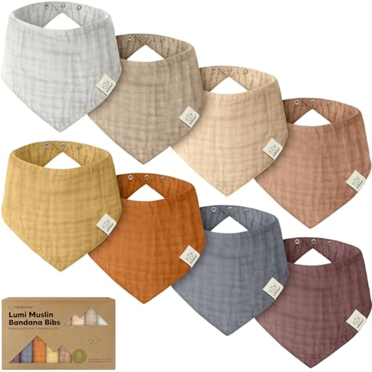KeaBabies 8-Pack Musselin Baby Lätzchen - Saugfähige & weiche Bandana Breieckstücher für Jungen und Mädchen, unisex, 0-36 Monate, Farbe: Spice – Bild 1
