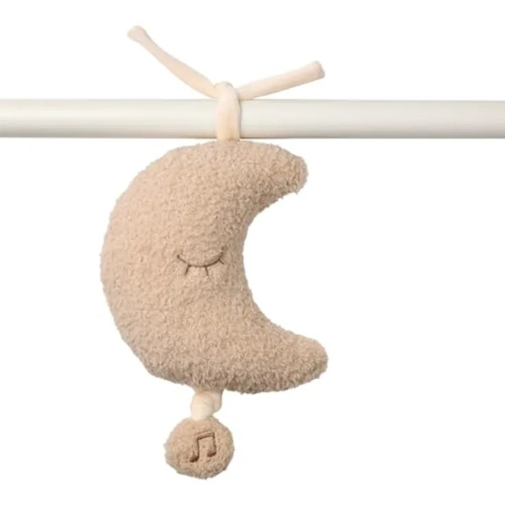 Nattou Aktiv-Kuscheltier Mond Teddy aus Polyester mit Musik, Zum Aufhängen, ca. 25 cm, Beige