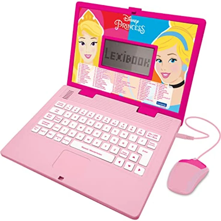Lexibook JC598DPi3 Disney Princess-Zweisprachiger Laptop für Bildungszwecke Englisch und Deutsch, 124 Aktivitäten, Mathematik, Logik, Musik, Uhr, Spiele-Spielzeug für Mädchen, Rosa – Bild 2