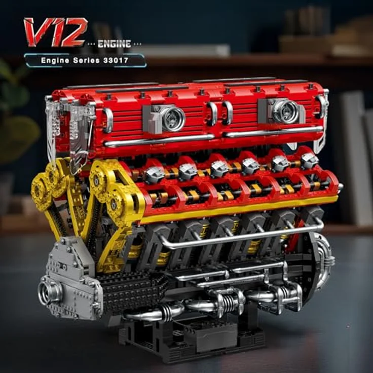 Reobrix V12 Motor Baustein Set 33017, Technic Elektromotor Modellbausatz mit 4719 Bausteinen, für Erwachsene und Jugendliche, inklusive L Motor und wiederaufladbarem Akku, Konstruktionsspielzeug – Bild 2