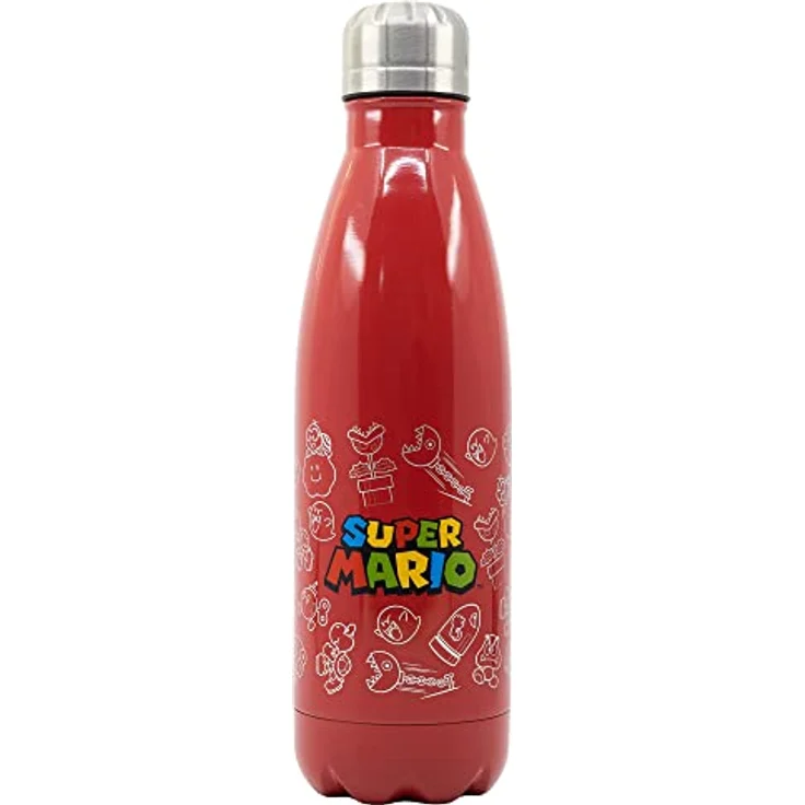 Stor 780-ML-EDELSTAHLFLASCHE SUPER MARIO, BPA-frei, farbig, offiziell lizenziert – Bild 2
