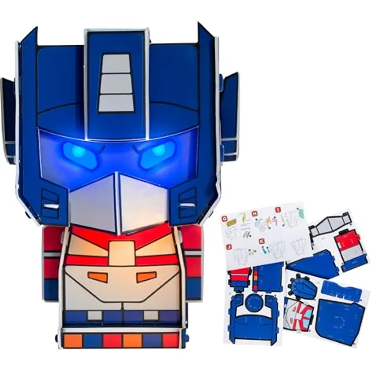 Blue Sky Studios Transformers Build-A-Bot Kit, Optimus Prime Figurenbau-Set mit leuchtenden Augen, 22 Teile, Lizenzprodukt, 19 x 15 cm