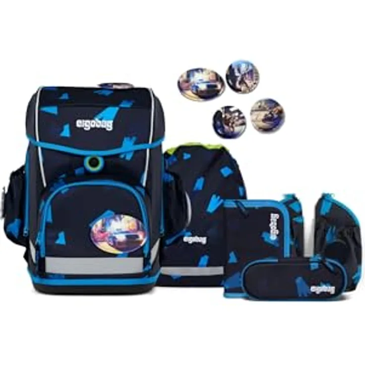 ergobag cubo light Set ergonomischer Schulrucksack, extra leicht, 5-teilig, 780 g, blau
