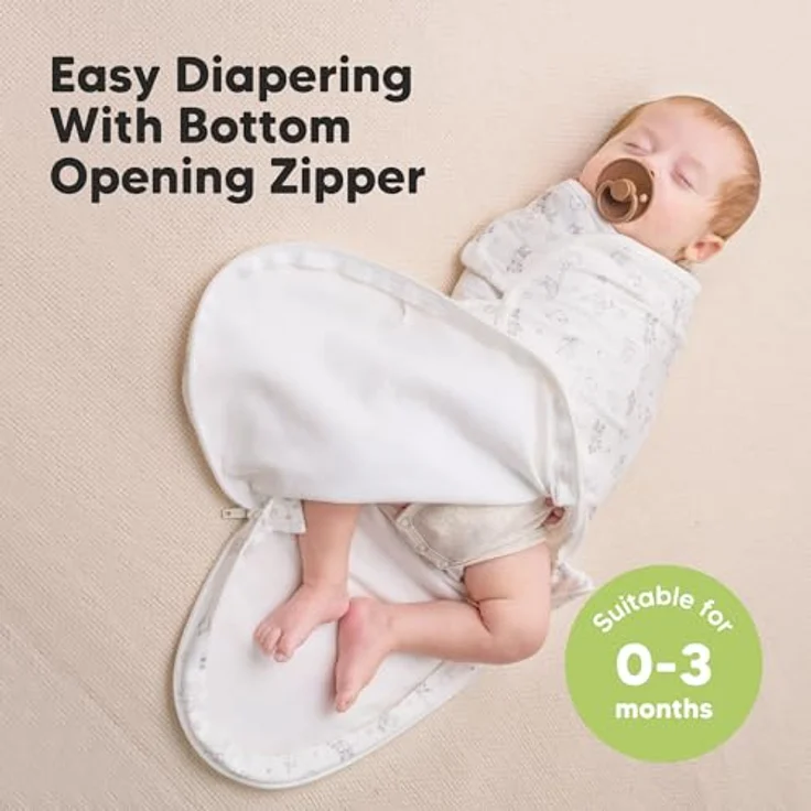 KeaBabies Soothe Zippy Pucksack Baby 0-3 Monate, 3er-Pack mit Reißverschluss, Bio-Baumwolle, atmungsaktiv und temperaturregulierend, für einfachen Windelwechsel, hüftgesund, in verschiedenen Farben – Bild 2