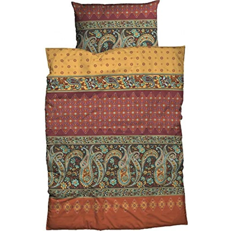 CASATEX Fein-Biber Bettwäsche Murillo 155 cm x 220 cm Terra kuschelig weiches Bettwäsche-Set mit Paisleys und Ornamenten in aktuellen Gewürzfarben – Bild 1