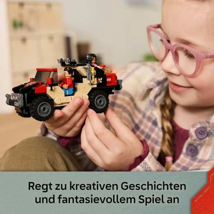 LEGO Jurassic World 76972, Raptor: Verfolgungsjagd mit Geländewagen, 285 Teile, ab 6 Jahre, mit Velociraptor und Minifiguren – Bild 4
