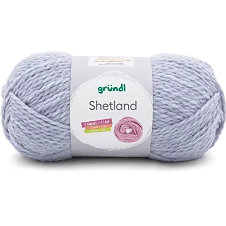 Gründl Shetland Wolle (weiches Strickgarn aus 80% Polyacryl und 20% Wolle, 100 g / 170 m, Nadelstärke: 7-8, 1 x 100 g), Jeans Melange – Bild 1
