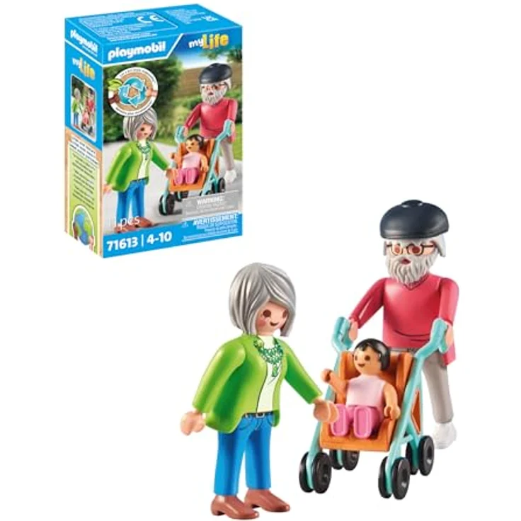 PLAYMOBIL® 71613 - Großeltern mit Baby - Spielset aus der My Life Themenwelt mit Kinderwagen – Bild 1