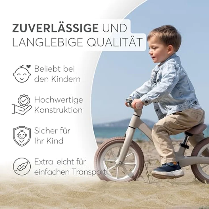 KikkaBoo LANSER Laufrad ab 3 Jahre, Ultraleichtes Balance Bike mit verstellbarem Sitz, 12 Zoll, grau – Bild 5