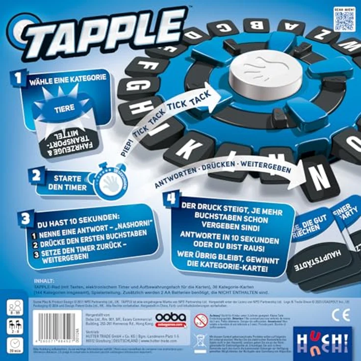 HUCH! Tapple Spiel Deutsch, interaktives Stadt Land Fluss Spiel mit Timer, Familienspiel, Für 2-8 Spieler, ab 8 Jahren – Bild 3