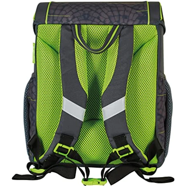 Herlitz Loop Plus Dragon Tale Schulranzen, anthrazit/neon-grün, inkl. 16 tlg. Schüleretui, Faulenzermäppchen, Sportbeutel – Bild 3