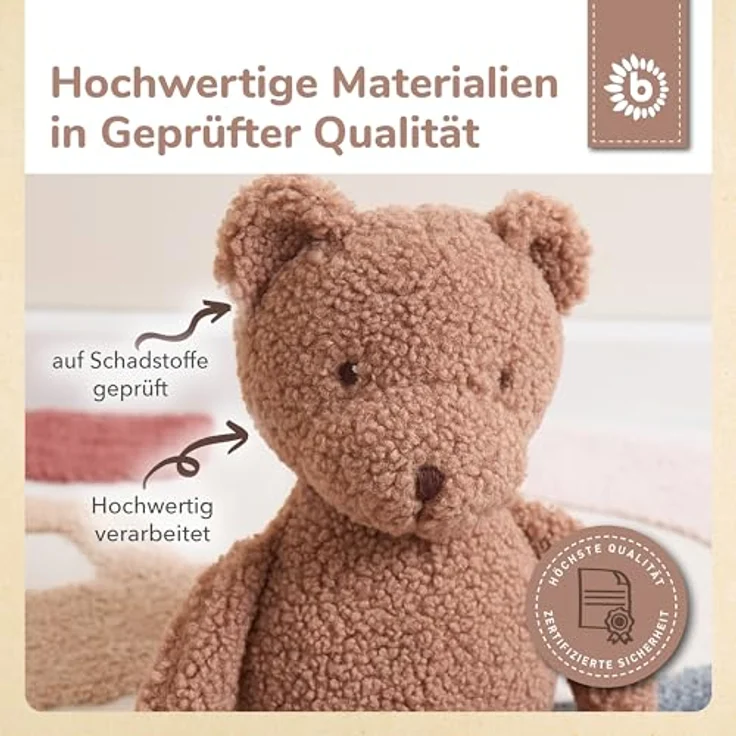 Bieco Kuscheltier Bär Mika, Teddybär aus Bouclé, 37 cm, plüschig weich, ideal für Babys ab 0 Monaten, Geschenkidee, handwaschbar – Bild 5