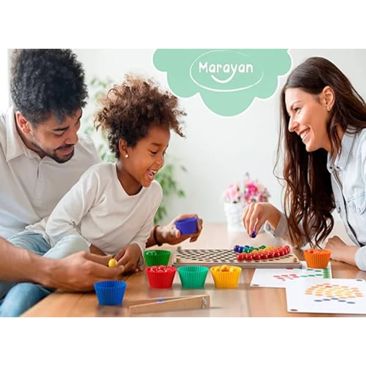 MARAYAN Montessori Spielzeug Holz für Kinder ab 3 Jahre-jagute-Puzzle zur Förderung von Motorik und Koordination-lernspielzeug-Regenbogen-Pädagogisches Holzspielzeug für Mädchen & Junge – Bild 7