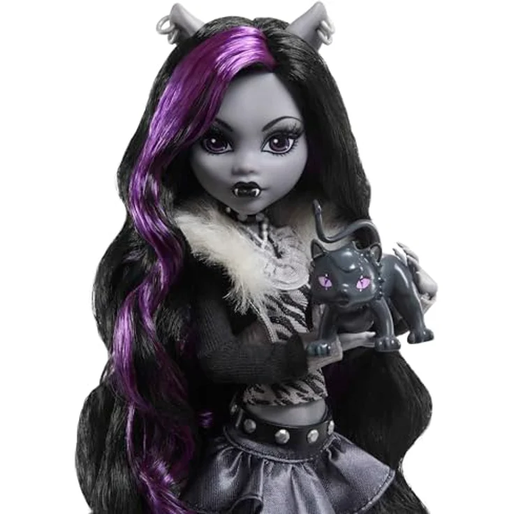 Mattel® Anziehpuppe Monster High "Reel Drama" Sammlerpuppe Clawdeen Wolf, Schwarz-Weiß mit einzigartiger Graustufen-Ästhetik und exklusivem Zubehör – Bild 2