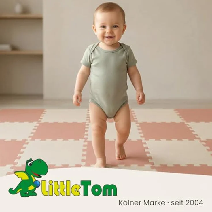 LittleTom Puzzlematte für Kinder, 18-teiliges Set in Pastellfarben, TÜV-geprüfte Spielmatte 30x30 cm, anti-allergen, wasserfest und abwaschbar für drinnen und draußen – Bild 9