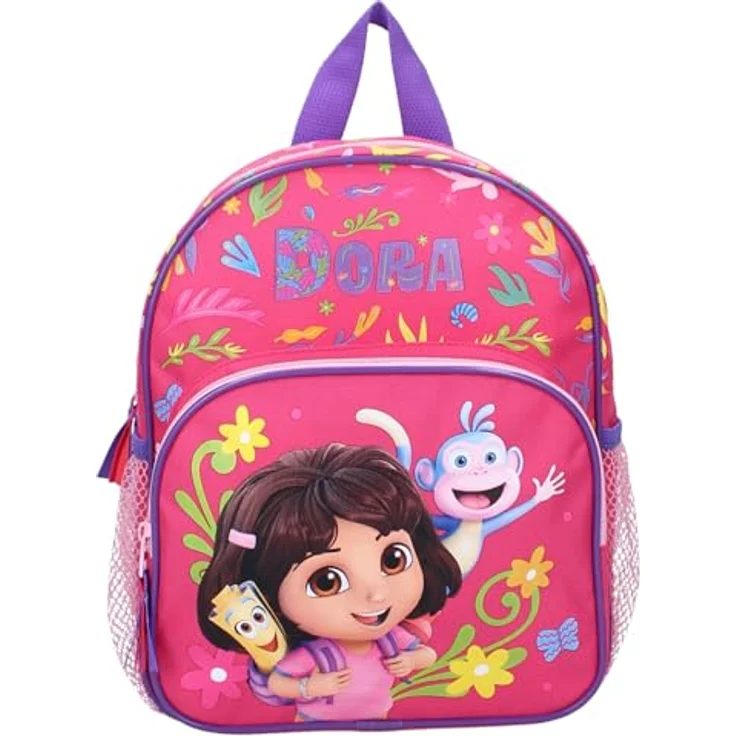 Vadobag Rucksack Dora Explorator und Boots Affe, rot, 1 Hauptfach + 1 Fronttasche, gepolsterte und verstellbare Schultergurte, Maße 29 x 23 x 10 cm – Bild 2